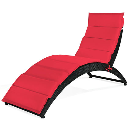 Folding Rattan Lounge Chair With Cushion, Red Outdoor Chaise Lounges at Gallery Canada