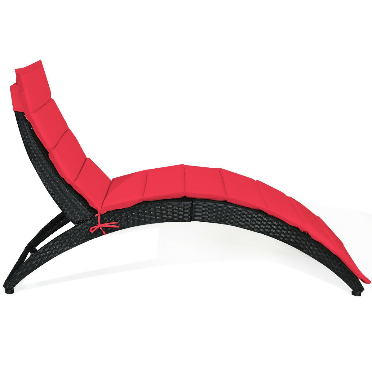 Folding Rattan Lounge Chair With Cushion, Red Outdoor Chaise Lounges at Gallery Canada