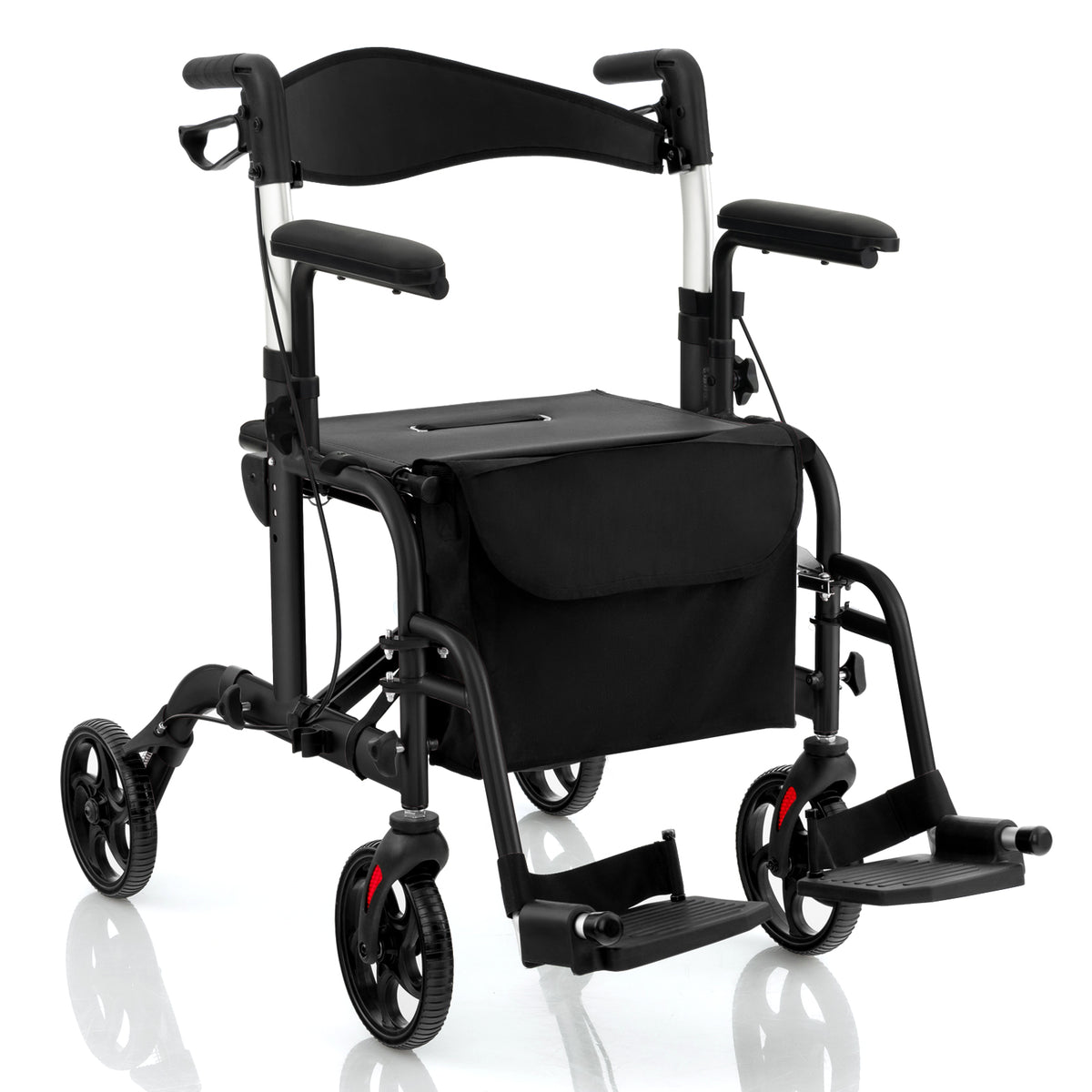 Folding Rollator Walker With Seat, Wheels, 300 Lbs, Black Walkers & Rollators Black at Gallery Canada