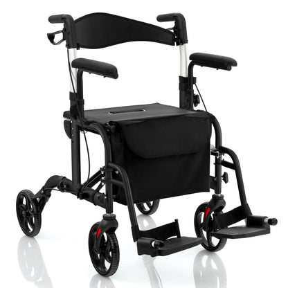 Folding Rollator Walker With Seat, Wheels, 300 Lbs, Black Walkers & Rollators Black at Gallery Canada