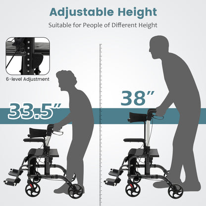 Folding Rollator Walker With Seat, Wheels, 300 Lbs, Black Walkers & Rollators at Gallery Canada