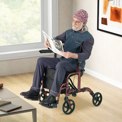 Folding Rollator Walker With Seat, Wheels, 300 Lbs, Red Walkers & Rollators at Gallery Canada
