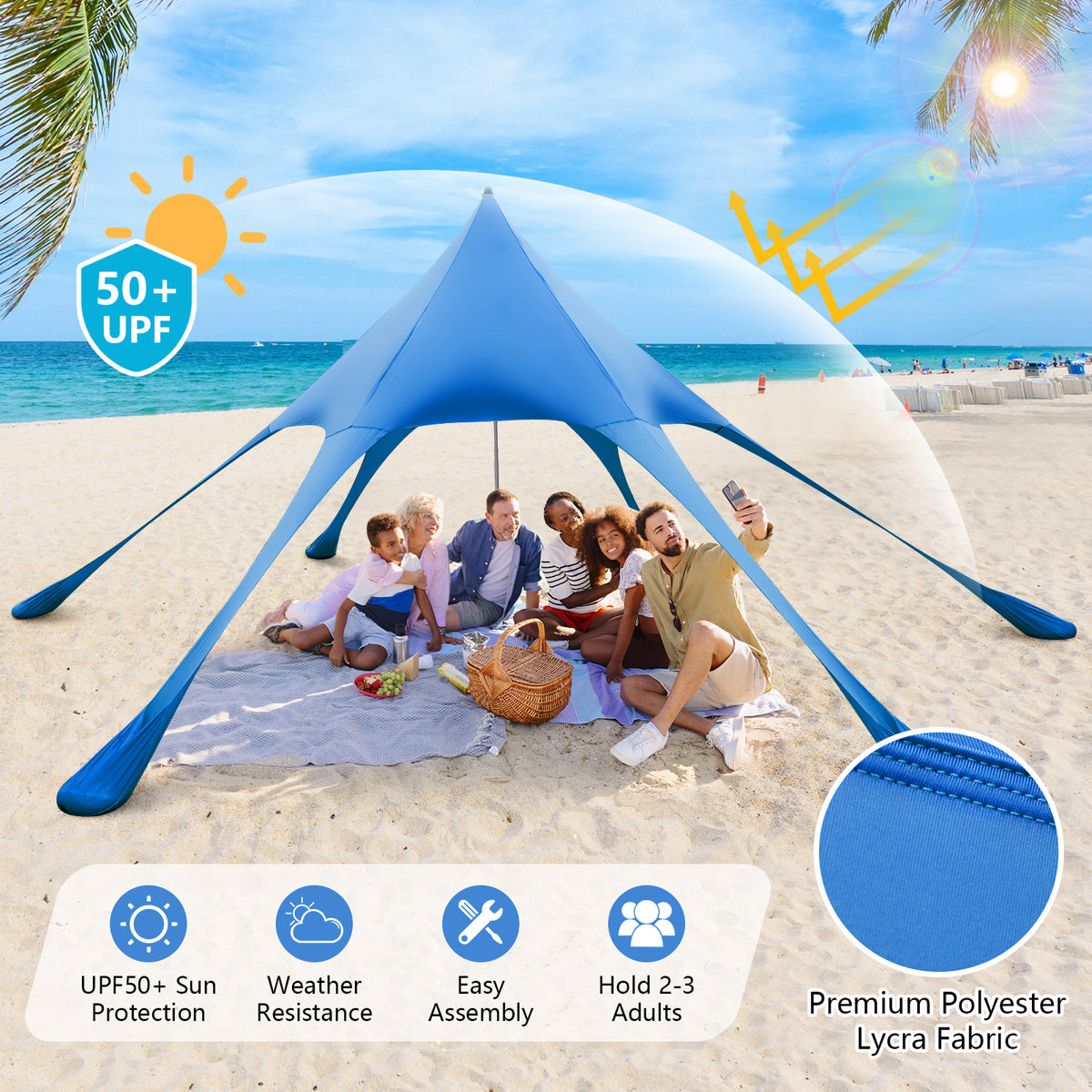 20x20 Feet Beach Canopy Tent, UPF50+ Sun Protection, Blue Canopies at Gallery Canada