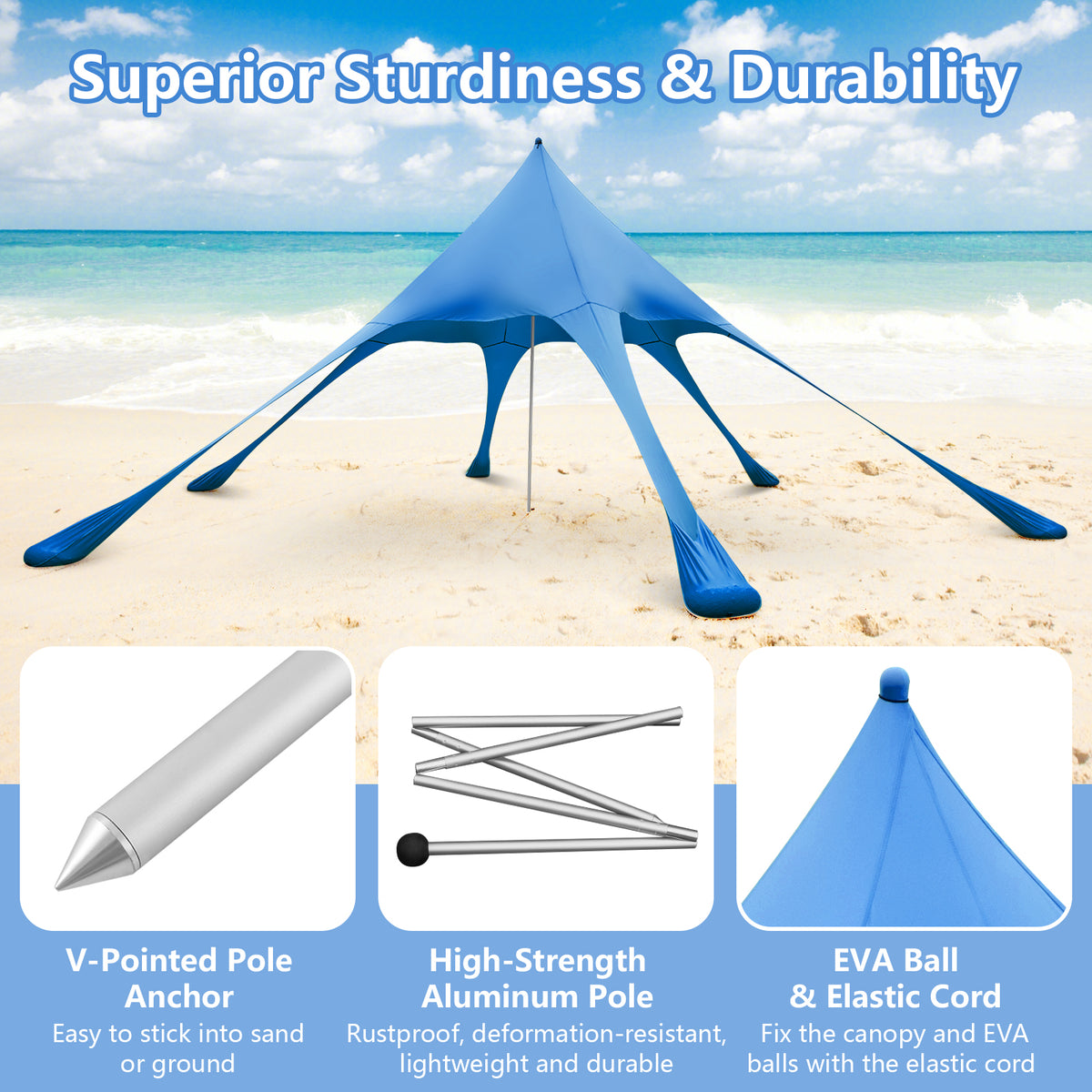 20x20 Feet Beach Canopy Tent, UPF50+ Sun Protection, Blue Canopies at Gallery Canada