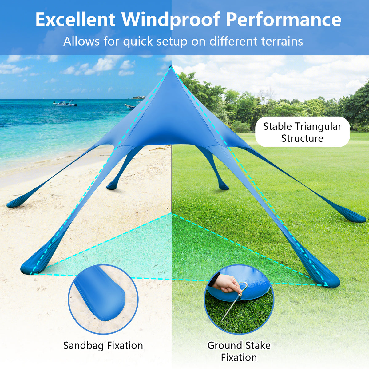20x20 Feet Beach Canopy Tent, UPF50+ Sun Protection, Blue Canopies at Gallery Canada