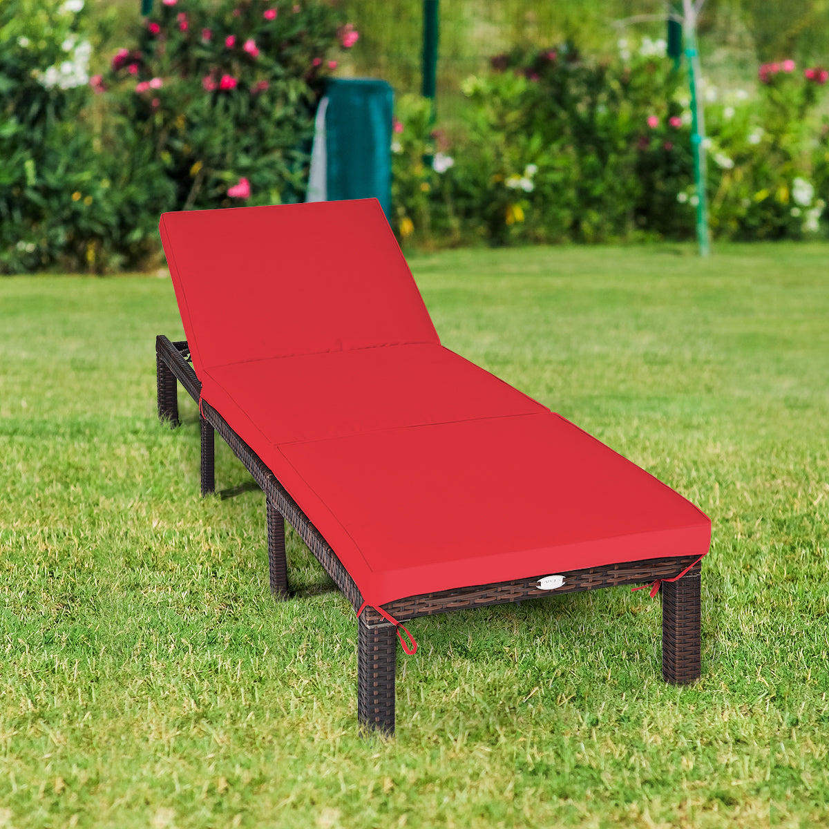 Outdoor Rattan Adjustable Chaise, Red Outdoor Chaise Lounges at Gallery Canada