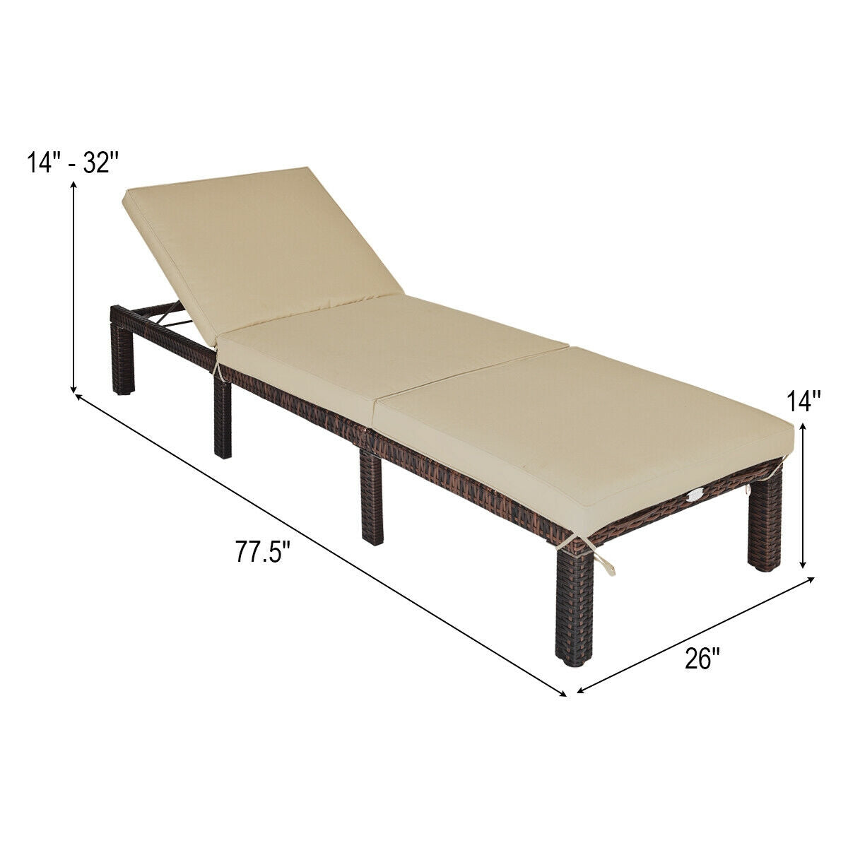 Outdoor Rattan Adjustable Chaise, Brown Outdoor Chaise Lounges at Gallery Canada