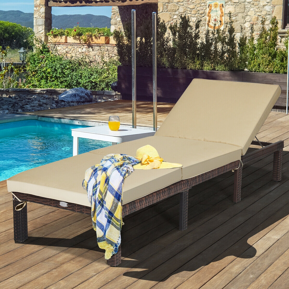 Outdoor Rattan Adjustable Chaise, Brown Outdoor Chaise Lounges at Gallery Canada