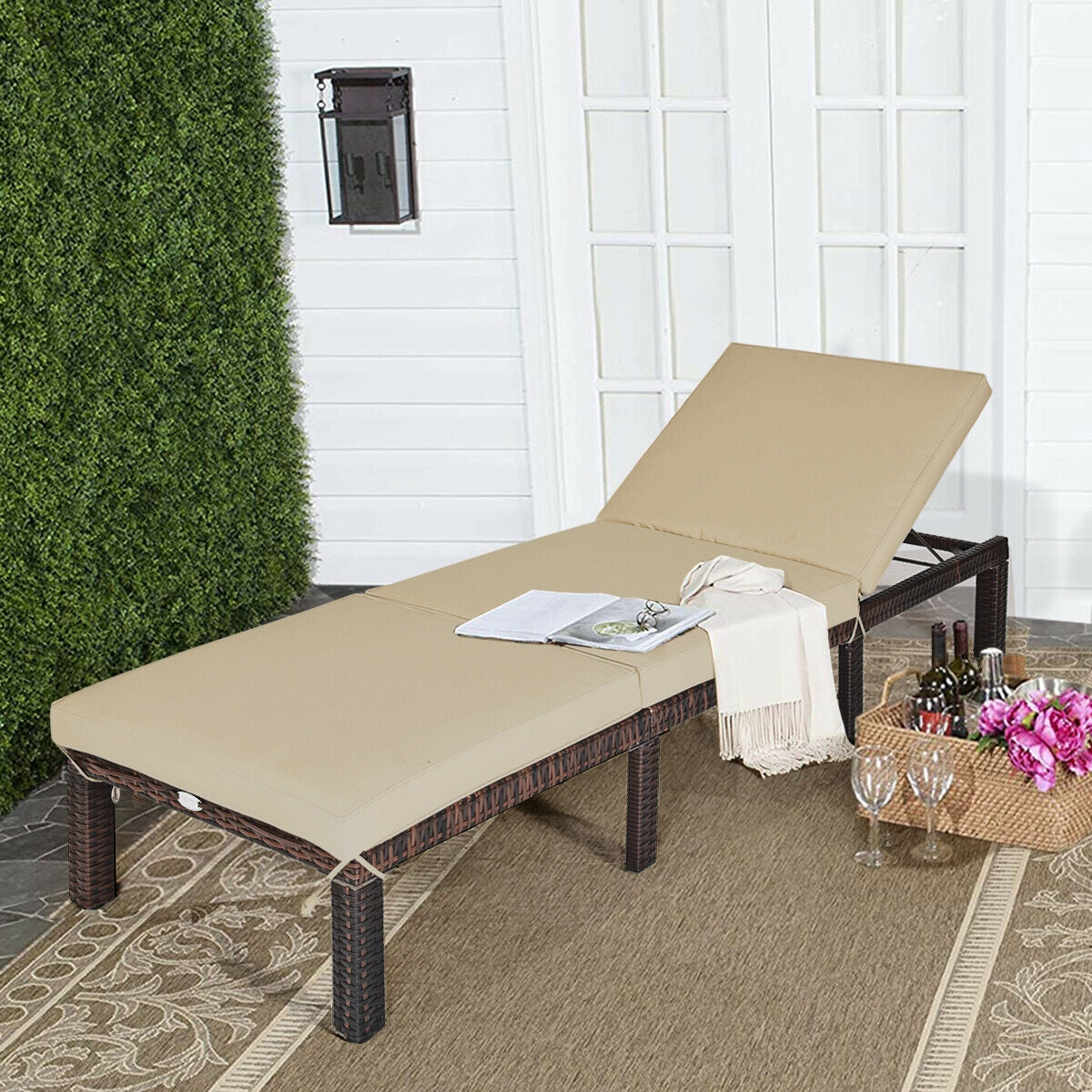 Outdoor Rattan Adjustable Chaise, Brown Outdoor Chaise Lounges at Gallery Canada