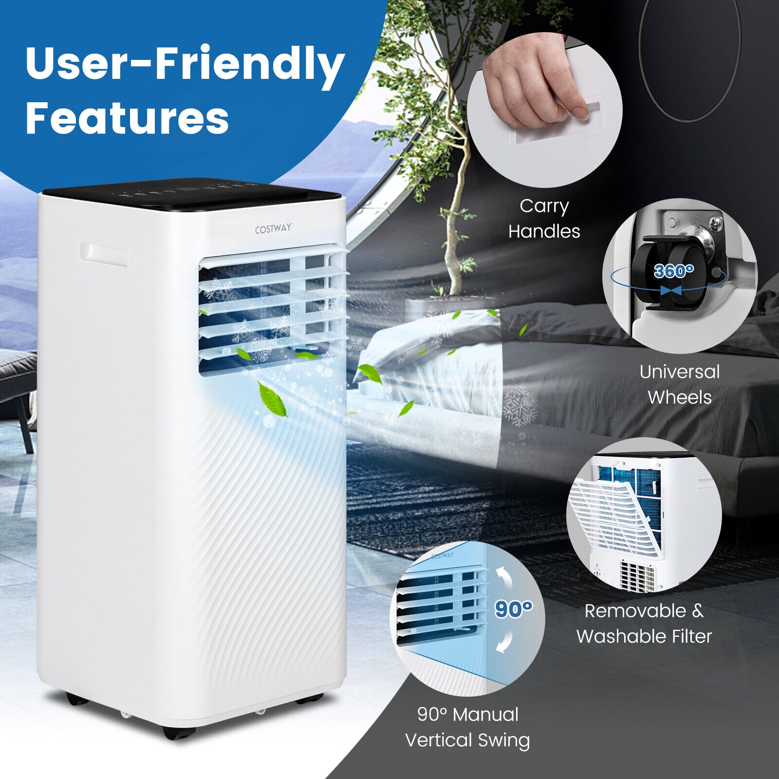 8000 BTU Portable Air Conditioner, Remote Control, Sleep Mode, Black Portable Air Conditioners at Gallery Canada