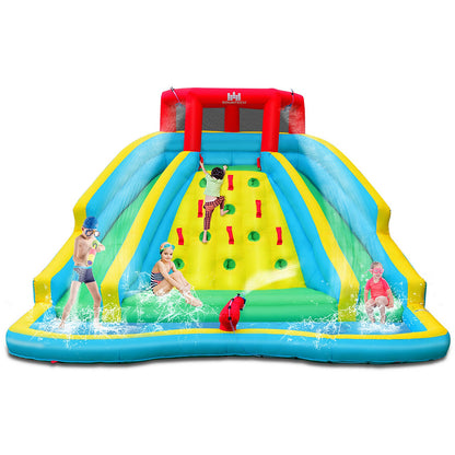 Double Side Inflatable Water Slide Park With Climbing Wall, Blue Bounce House at Gallery Canada