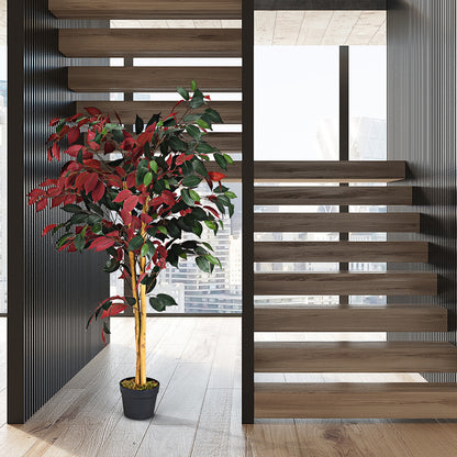 4 Ft Artificial Ficus Tree, Nursery Pot, Red Faux Plants at Gallery Canada