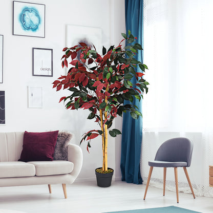 4 Ft Artificial Ficus Tree, Nursery Pot, Red Faux Plants at Gallery Canada