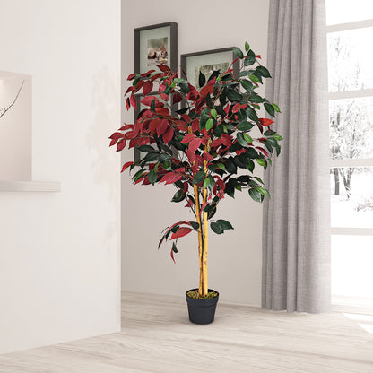 4 Ft Artificial Ficus Tree, Nursery Pot, Red Faux Plants at Gallery Canada