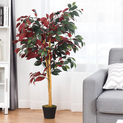 4 Ft Artificial Ficus Tree, Nursery Pot, Red Faux Plants at Gallery Canada