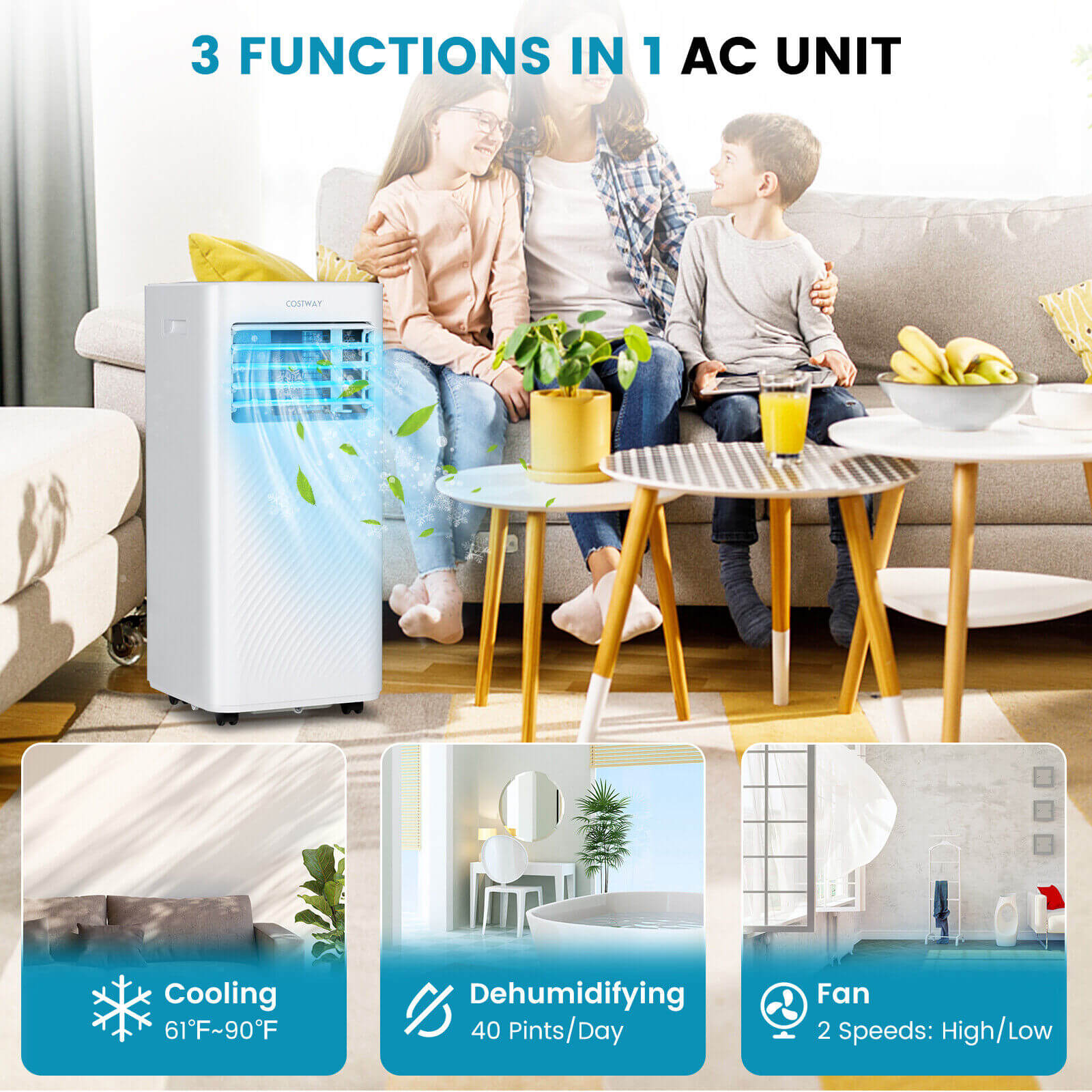 10000 BTU Portable Air Conditioner, Dehumidifier, Sleep Mode, White Portable Air Conditioners at Gallery Canada