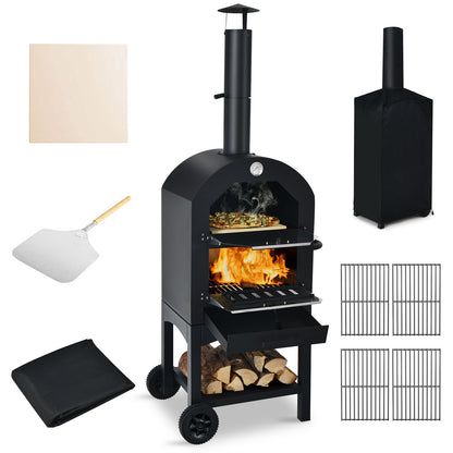 Portable Outdoor Pizza Oven With Pizza Stone, Waterproof Cover, Black Outdoor Grills at Gallery Canada