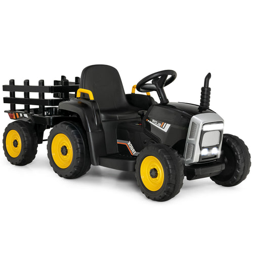 12V Kids Ride On Tractor, 3-Gear-Shift Ground Loader, Black