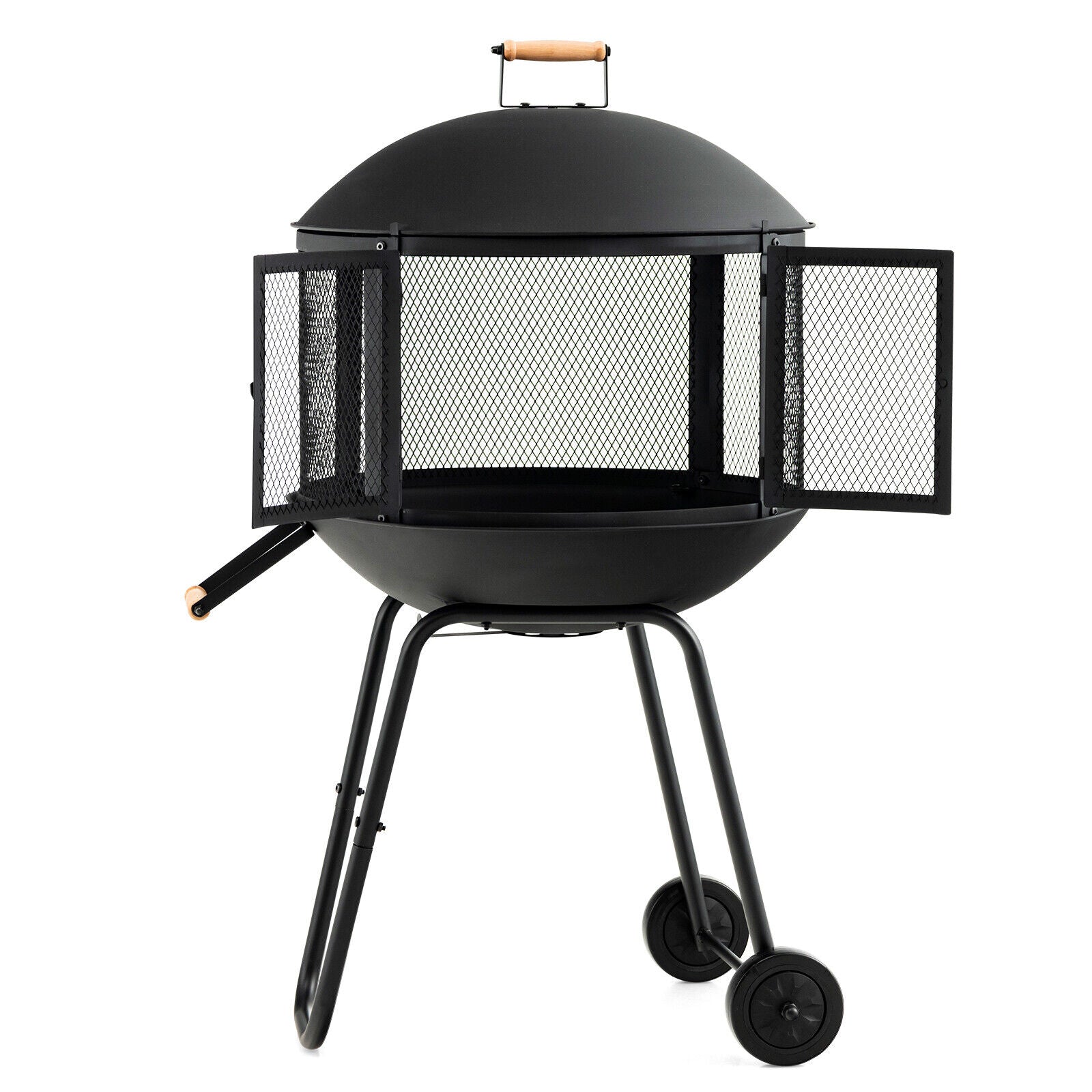 28 Inch Portable Fire Pit On Wheels, Black Fire Pits at Gallery Canada