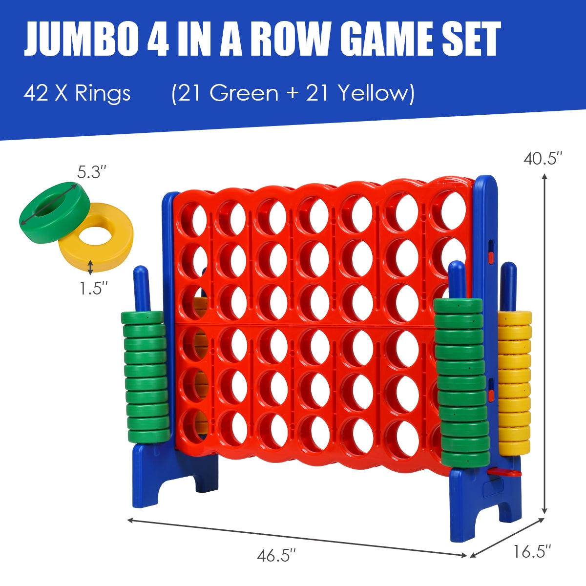 Jumbo 4-To-Score Giant Game Set, 42 Jumbo Rings, Blue Lawn Games at Gallery Canada