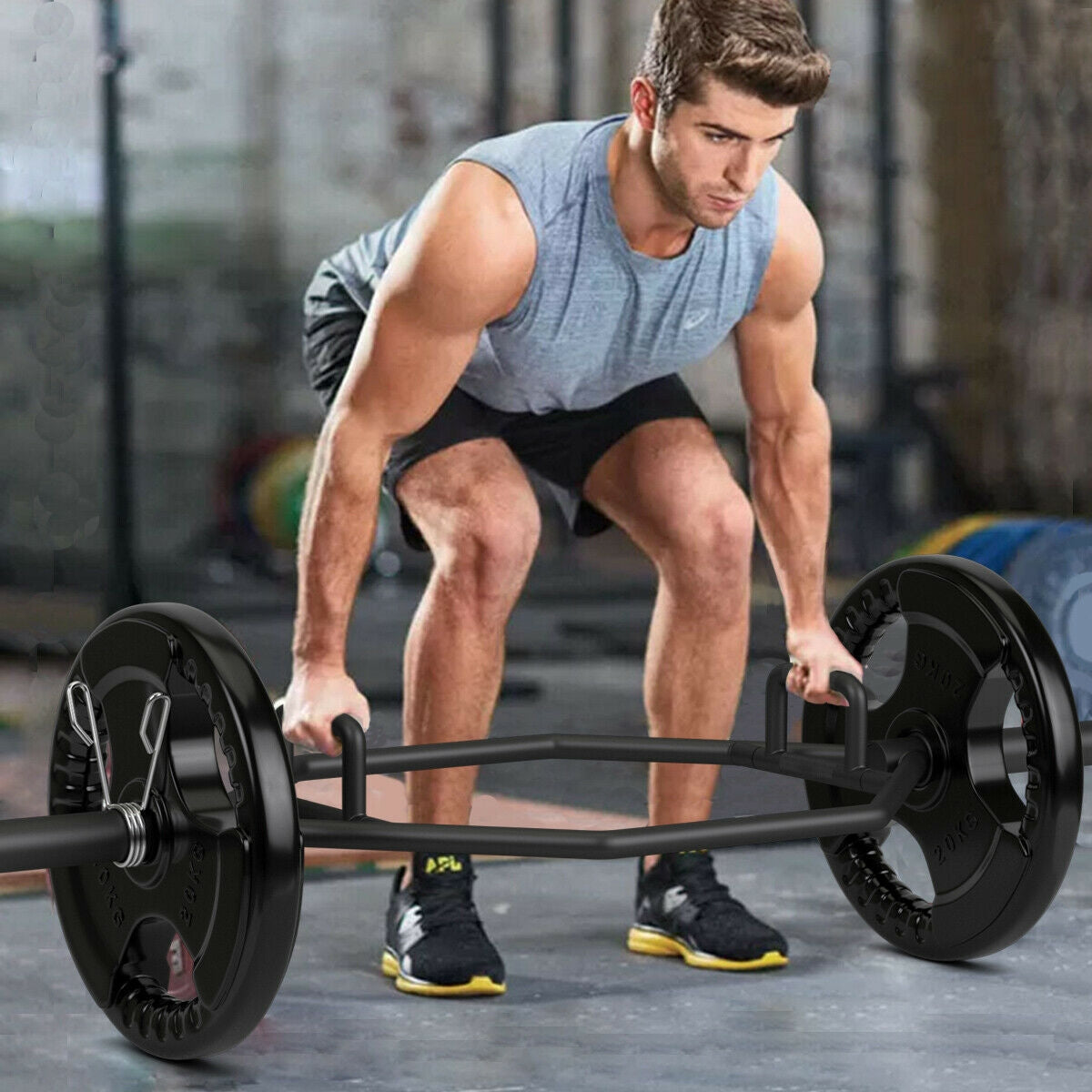 56 Inch Olympic Hexagon Deadlift Trap Bar, Black Benches Racks & Bars at Gallery Canada