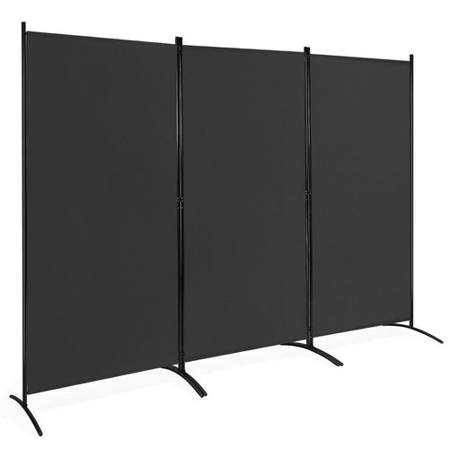 3-Panel Folding Privacy Screen, Office Room Divider, Black