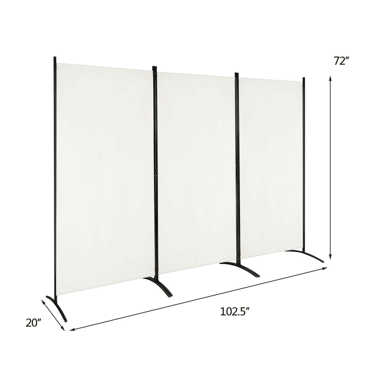 3-Panel Folding Privacy Partition Screen, White Room Dividers at Gallery Canada
