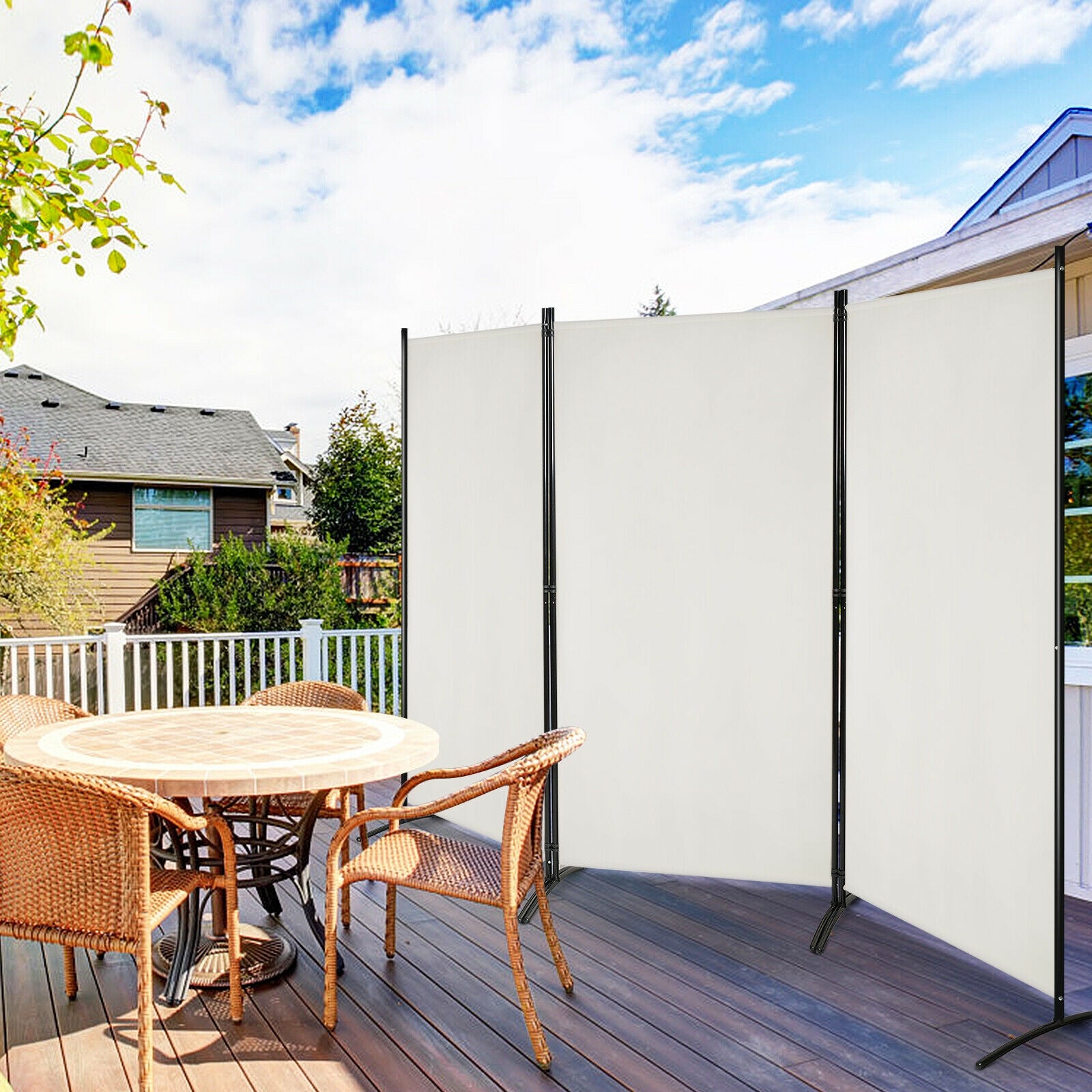 3-Panel Folding Privacy Partition Screen, White Room Dividers at Gallery Canada