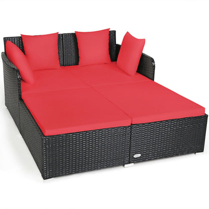 Outdoor Rattan Daybed With Upholstered Cushions, Red Outdoor Sectionals at Gallery Canada