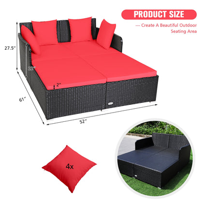 Outdoor Rattan Daybed With Upholstered Cushions, Red Outdoor Sectionals at Gallery Canada
