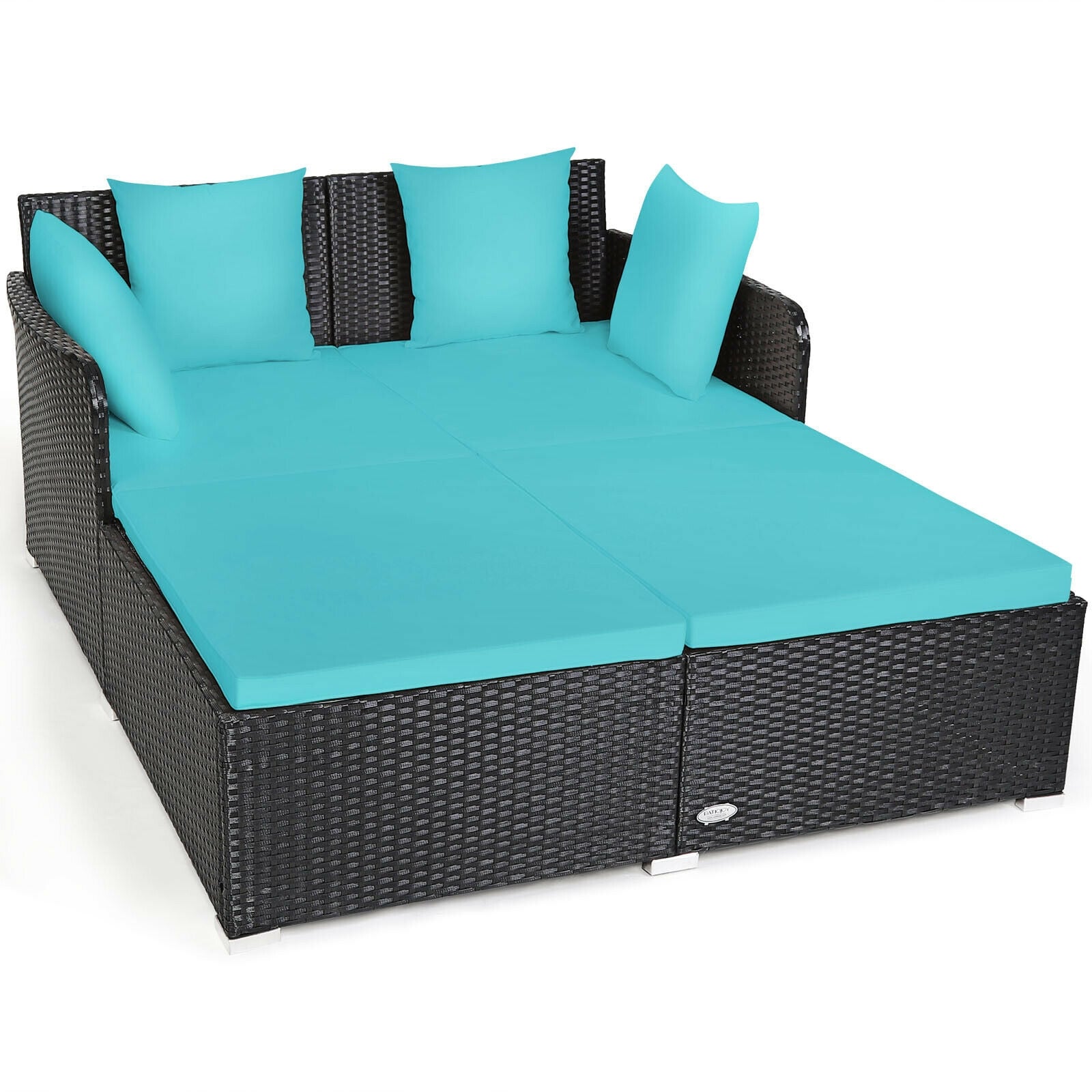 Outdoor Rattan Daybed With Cushions, Turquoise Outdoor Sectionals at Gallery Canada