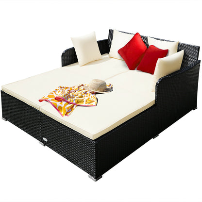 Outdoor Rattan Daybed With Upholstered Cushions, White Outdoor Sectionals at Gallery Canada