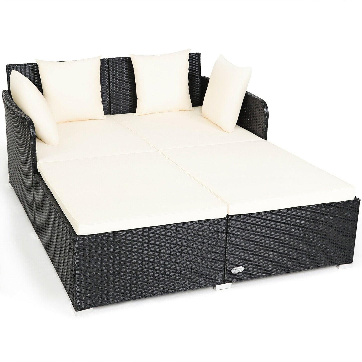 Outdoor Rattan Daybed With Upholstered Cushions, White Outdoor Sectionals at Gallery Canada