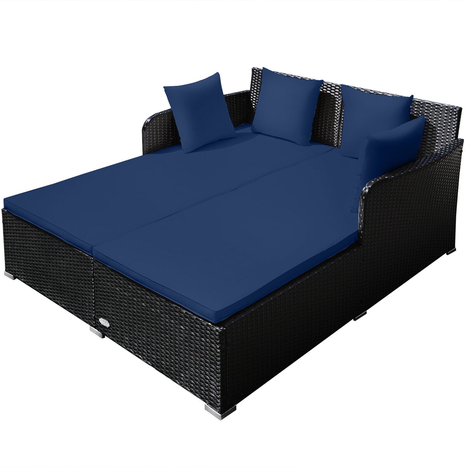 Outdoor Rattan Daybed With Cushions, Navy Outdoor Sectionals at Gallery Canada