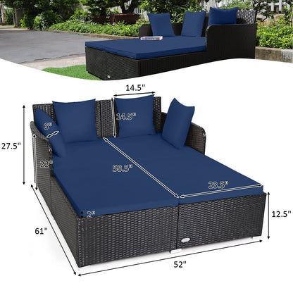 Outdoor Rattan Daybed With Cushions, Navy Outdoor Sectionals at Gallery Canada