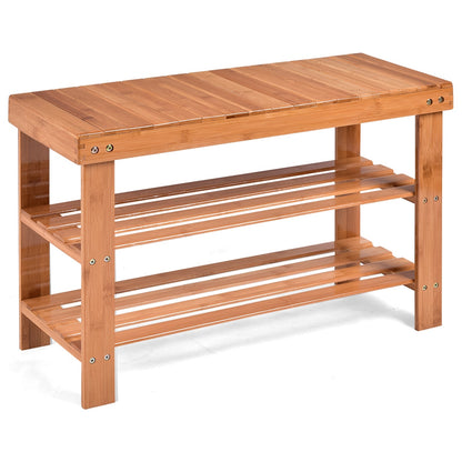 3 Tier Bamboo Bench Storage Shoe Shelf, Natural Shoe Racks & Storage Benches Natural at Gallery Canada