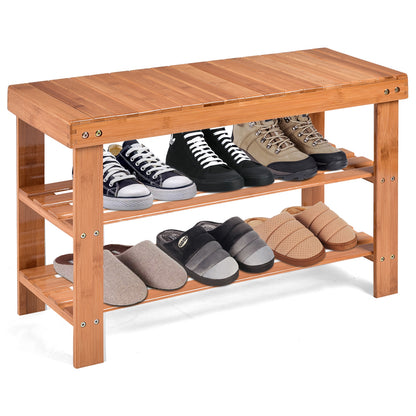 3 Tier Bamboo Bench Storage Shoe Shelf, Natural Shoe Racks & Storage Benches at Gallery Canada