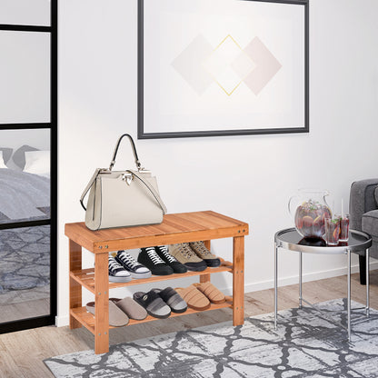 3 Tier Bamboo Bench Storage Shoe Shelf, Natural Shoe Racks & Storage Benches at Gallery Canada