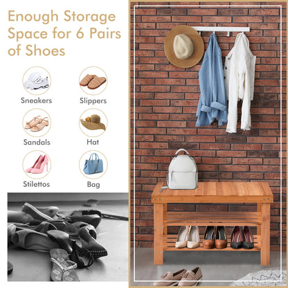 3 Tier Bamboo Bench Storage Shoe Shelf, Natural Shoe Racks & Storage Benches at Gallery Canada