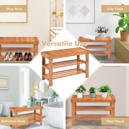 3 Tier Bamboo Bench Storage Shoe Shelf, Natural Shoe Racks & Storage Benches at Gallery Canada