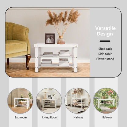 3-Tier Bamboo Shoe Bench, Holds 6 Pairs, White Shoe Racks & Storage Benches at Gallery Canada