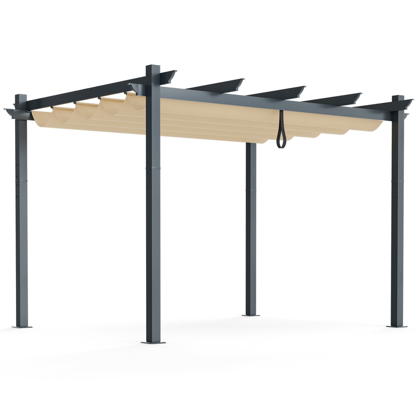 10x12 Feet Aluminum Retractable Pergola Canopy, Beige Gazebos at Gallery Canada
