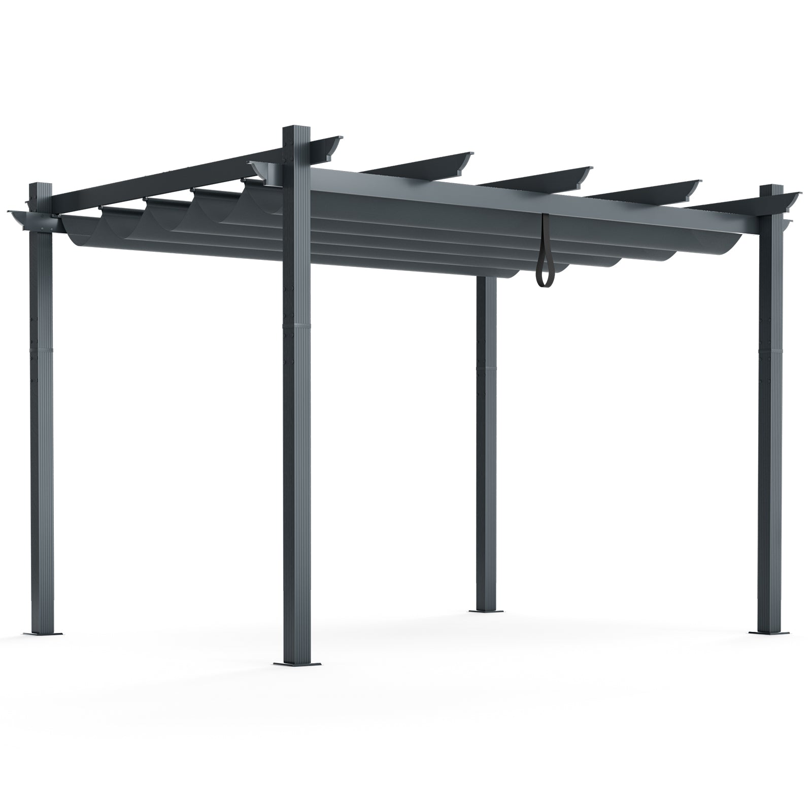 10 x 12 Feet Aluminum Retractable Pergola Canopy, Gray Gazebos at Gallery Canada