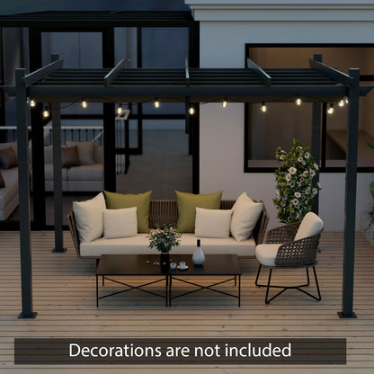 10 x 12 Feet Aluminum Retractable Pergola Canopy, Gray Gazebos at Gallery Canada