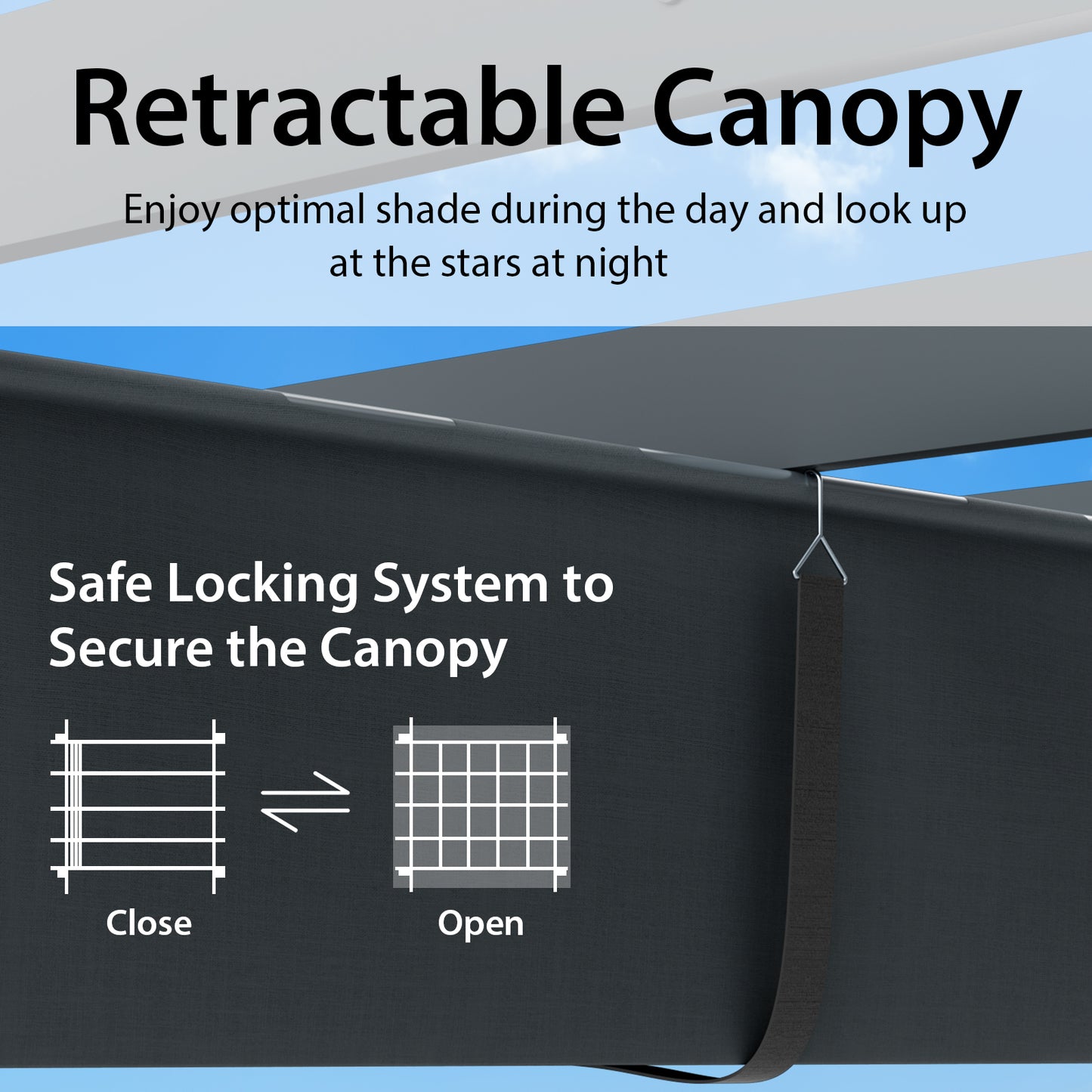 10 x 12 Feet Aluminum Retractable Pergola Canopy, Gray Gazebos at Gallery Canada