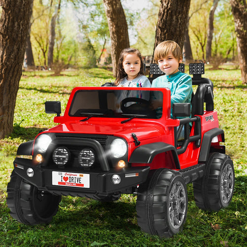 12V 2-Seater Ride On Car Truck, Remote Control, Storage Room, Red
