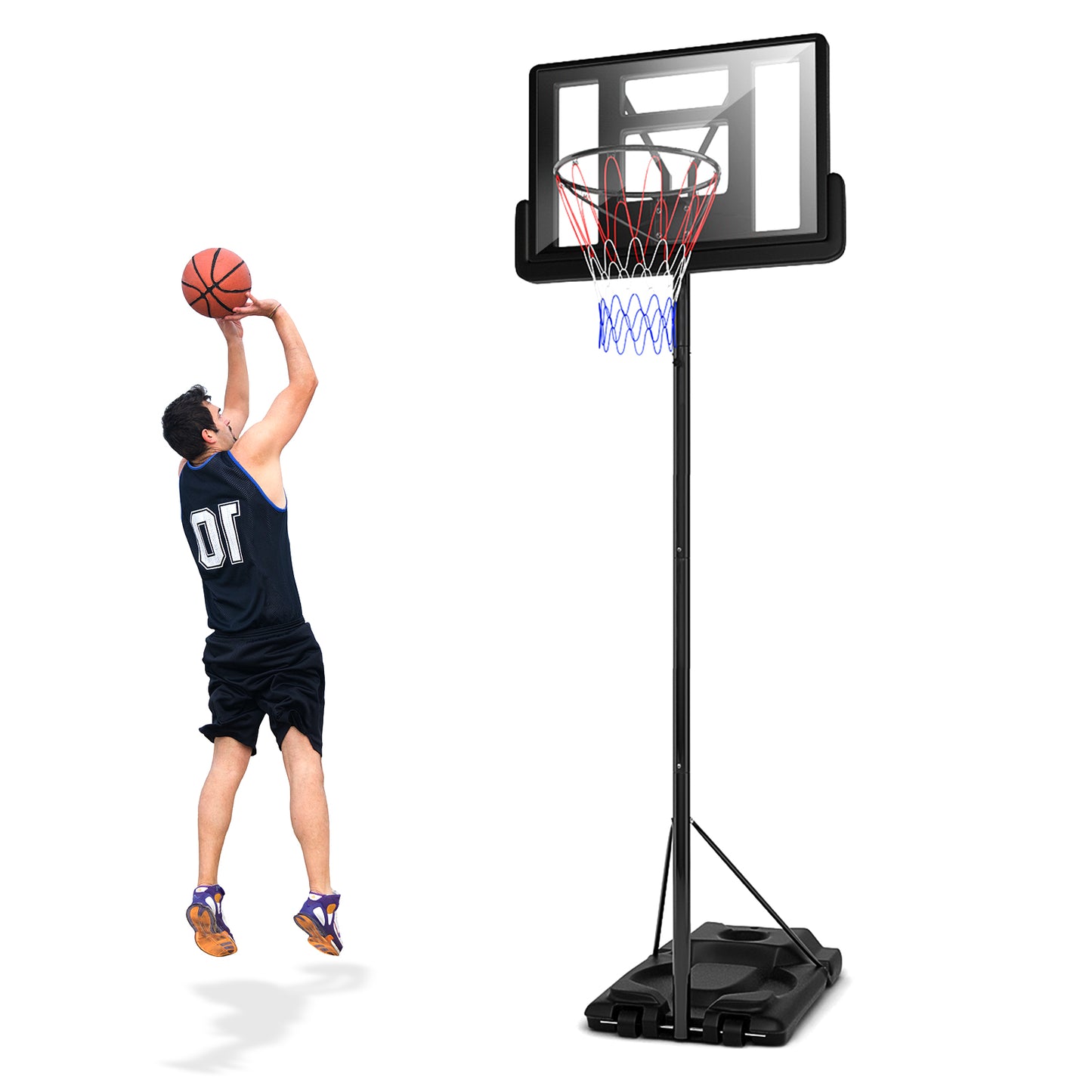 Height Adjustable Portable Shatterproof Basketball Hoop, 2 Nets, Black Sport Equipments at Gallery Canada