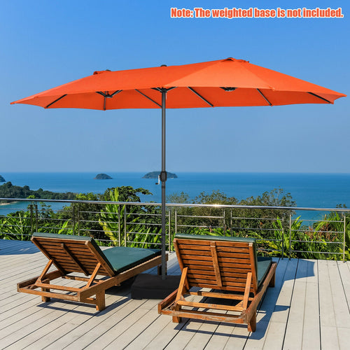 15 Feet Patio Umbrella, Hand-Crank System, Orange
