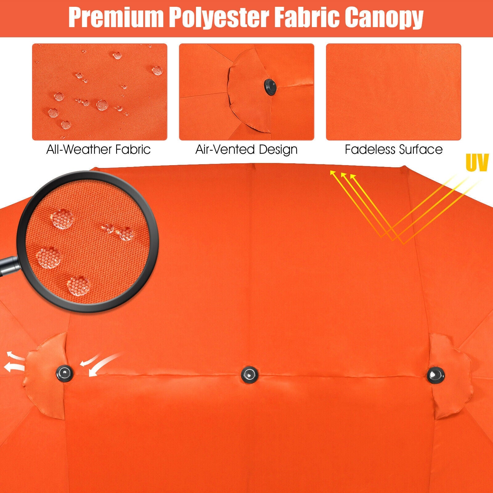 15 Feet Patio Umbrella, Hand-Crank System, Orange Outdoor Umbrellas at Gallery Canada