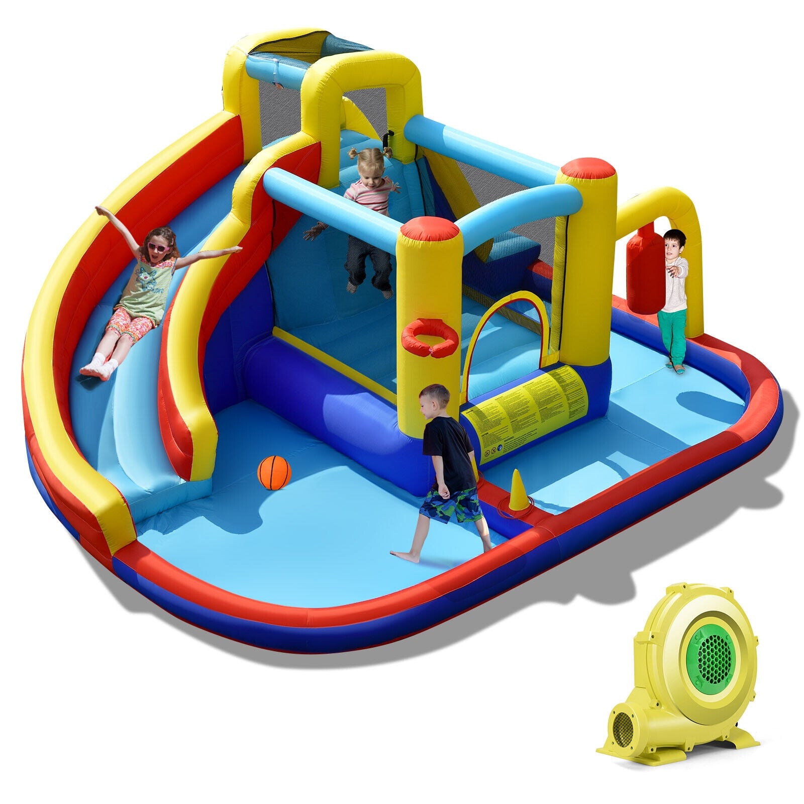 Inflatable Water Slide, 7-in-1, With 735W Air Blower, Splash Pool Bounce House at Gallery Canada